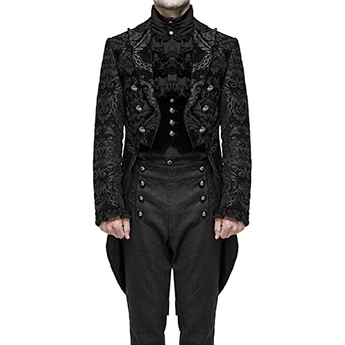 Vohiko Herren Gothic Steam-Punk Frack Mantel Männer Mittelalter Kleidung Vintage Tailcoat Gehrock Für Faschings Halloween Karneval Kostüm Party Cosplay Männer von Vohiko