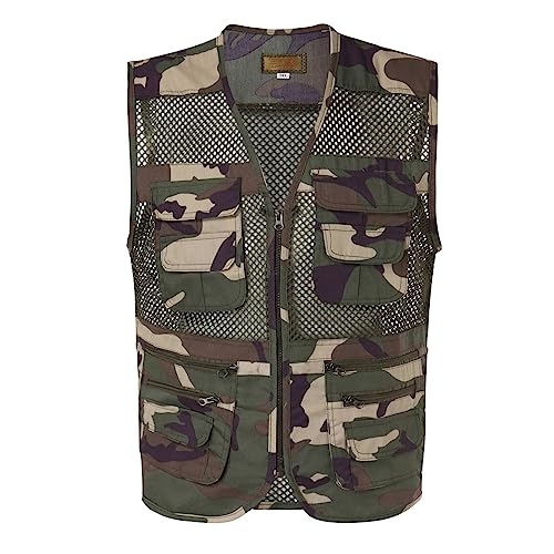 vohiko Herren Safari-Weste mit vielen praktischen Taschen, funktionale Arbeitsweste, Outdoor-Weste, Anglerweste, Lichtfeldweste, Softshell Weste, Sommer, Mesh, Atmungsaktive vohiko Herren Safari-Weste mit vielen praktischen Taschen, funktionale Arbeitsweste, Outdoor-Weste, Anglerweste, Lichtfeldweste, Softshell Weste, Sommer, Mesh, Atmungsaktive von vohiko