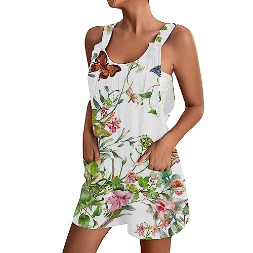 vohiko Jumpsuit Damen Sommer Kurz Ärmellos Elegant Latzhose Romper Hosenanzug Trägerhose Shorts Playsuit Overall von vohiko