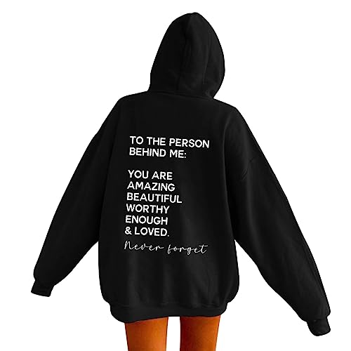 vohiko Kapuzenpullover Damen Hoodie Oversize Sweatshirt mit Backprint Tops Pulli Sportshirt Langarmshirt Streetwear Oberteile Teenager Mädchen von vohiko