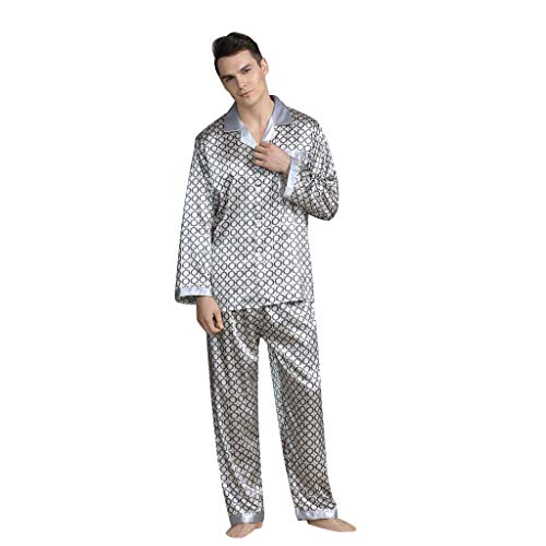 Vohiko Schlafanzug Herren Lang Pyjama Set mit Langarmshirt und Schlafhose Sommerpyjamas Hausanzug Schlafanzüge Nachtwäsche Oberteile Pyjamahose Sleepwear Schlafshirt von Vohiko