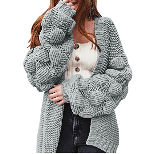 Vohiko Strickjacke Damen Strickmantel Lang Cardigan Übergangsjacke Strick Pullover Herbst Winter Grobstrick Wintermäntel Pulli Sweater Outwear Cape Gestrickt Daunenmantel Winterjacke von Vohiko