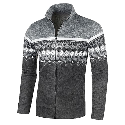 vohiko Strickjacke Herren Winterjacke Stehkragen Reissverschluss Pulli Fleecejacke Sweatjacke Herbstjacke Strickpullover von vohiko