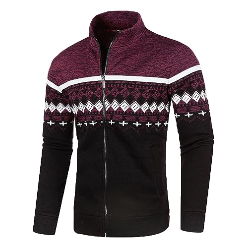 vohiko Strickjacke Herren Winterjacke Stehkragen Reissverschluss Pulli Fleecejacke Sweatjacke Herbstjacke Strickpullover von vohiko