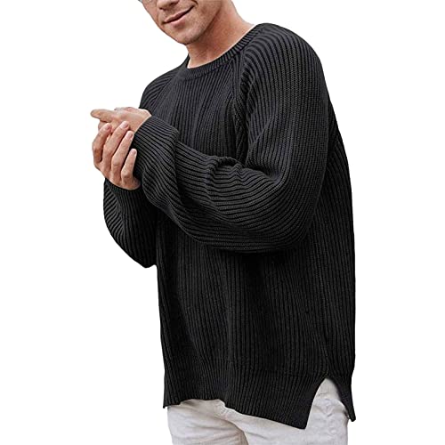 vohiko Strickpullover Herren Winterpullover Pulli Arbeitspullover Rundhals T Shirt Bequeme Sweatshirt Oberteile Hemd Langarmshirt Wollpullover Sweater von vohiko