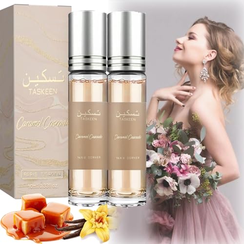 2024 Taskeen Caramel Cascade Perfume EDP Fragrance for Women, Taskeen Caramel Cascade Eau De Parfum für Damen, Enhanced Scents Pheromone Parfüm, Long-Lasting Scent Fragrance Perfumes (2 Stk) von vokkrv