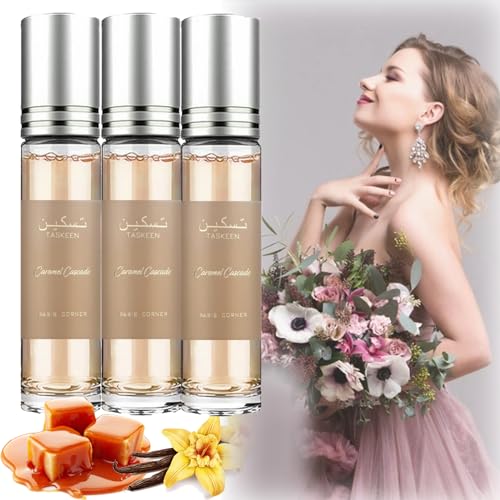 2024 Taskeen Caramel Cascade Perfume EDP Fragrance for Women, Taskeen Caramel Cascade Eau De Parfum für Damen, Enhanced Scents Pheromone Parfüm, Long-Lasting Scent Fragrance Perfumes (3 Stk) von vokkrv