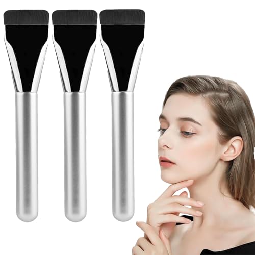 3PC Foundation Pinsel Make Up Concealer Brush,Ultra Thin Foundation Brush,Puderpinsel für Flüssiger Fondation Damen, Flach Faserhaar Gesichtsbürste,Super Geschenkidee für Frauen Mädchen von vokkrv