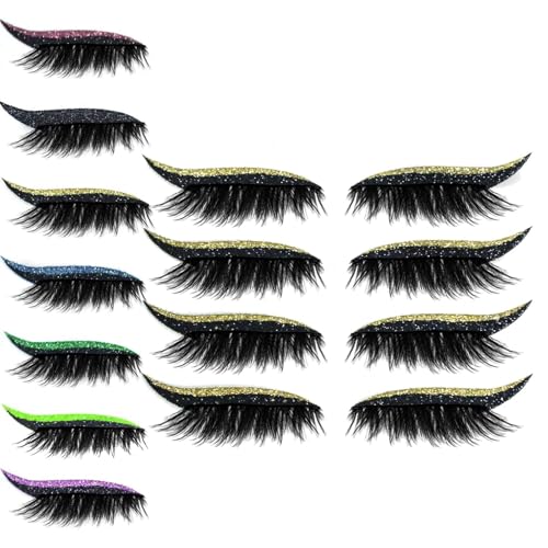 4 Paar Lazy Eyeshadow Wimpernpatch, Wimpern ohne Kleber, Lazy Eye Shadow Eyelash Patch, 2-in-1 Glitzer-Lidschatten-Aufkleber mit Wimperns, Wiederverwendbare Wasserdicht Wimpern (A, Gold) von vokkrv