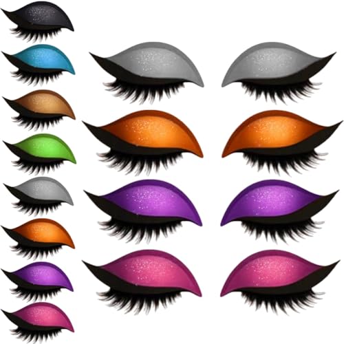 4 Paar Lazy Eyeshadow Wimpernpatch, Wimpern ohne Kleber, Lazy Eye Shadow Eyelash Patch, 2-in-1 Glitzer-Lidschatten-Aufkleber mit Wimperns, Wiederverwendbare Wasserdicht Wimpern (Set 2) von vokkrv