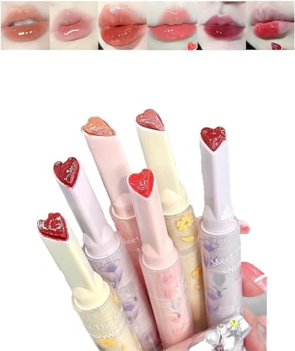 6Pcs Juicy Bomb Jelly Lipstick Set, 6 Colours Jelly Lip Gloss Heart Shape, Moisturising Korean Lipstick, Mirror Effect for Fuller Lips, Birthday Christmas Valentine's Day Gifts for Girls and Women von vokkrv