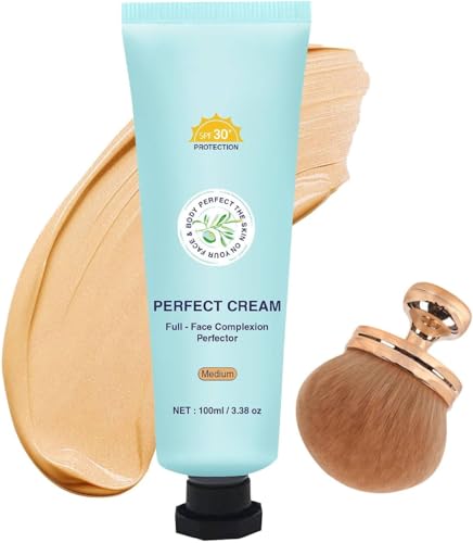 All Over Complexion Perfector, 2025 New Body Coverage Perfector, Evens Skin Tone & Light Foundation, Concealing Foundation Perfecting Cream, Waterproof & Transfer-Resistant (#Medium + Brush) von vokkrv