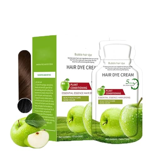 Apfelhaarfarbstoffcreme,Apfel schwarzes Haar Farbstoffcreme,schwarzes Haar Farbstoff Shampoo,liefert graue Abdeckung,Shampoo für Männer und Frauen (Kastanienbrauner) von vokkrv