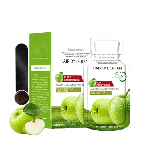Apfelhaarfarbstoffcreme,Apfel schwarzes Haar Farbstoffcreme,schwarzes Haar Farbstoff Shampoo,liefert graue Abdeckung,Shampoo für Männer und Frauen (Natürlicher Schwarztee) von vokkrv