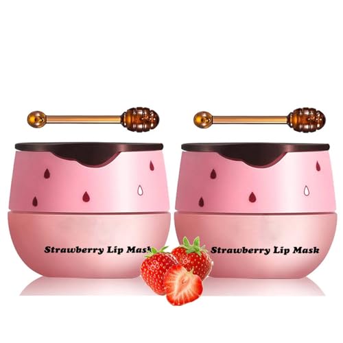 Bee Lip Balm Honey Pot - Honey Lip Mask, Bee Balm Lip Balm Honey Pot Strawberry, Strawberry Propolis Moisturizing Honey Lip Mask With Applicator (Strawberry*2) von vokkrv