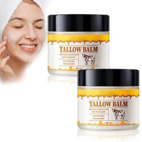 Beef Tallow Cream for Skin Care, Beef Tallow Balm, Wrinkle Defense Tallow Balm - Face + Body Whipped Moisturizer, Forge Skin Care for Men, 100% Natural Lotion, Suitable for Sensitive Skin (2 Stück) von vokkrv