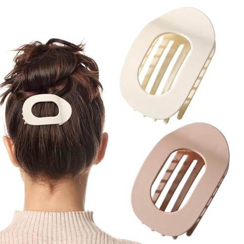Benglatt Haarspange, Einfache Elegante Entenschnabel Haarspange, Flache Haarklammern für Damen, Gebogenes Design, Flach Sicherer Halt Innenzähne Haar Krallen für Dickes/Dünnes Haar (A+D) von vokkrv