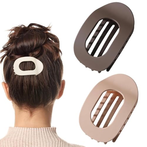Benglatt Haarspange, Einfache Elegante Entenschnabel Haarspange, Flache Haarklammern für Damen, Gebogenes Design, Flach Sicherer Halt Innenzähne Haar Krallen für Dickes/Dünnes Haar (C+D) von vokkrv