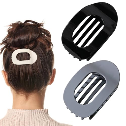 Benglatt Haarspange, Entenschnabel Haarspangen Damen, Matte Große Rutschfest Flat Claw Clip, Flach Sicherer Halt Innenzähne Haar, Starker Halt Seitliche Haarklammern, für Frauen & Mädchen (2PC-A) von vokkrv