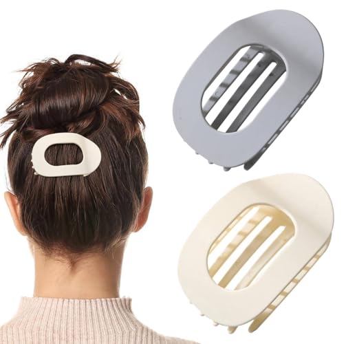 Benglatt Haarspange, Entenschnabel Haarspangen Damen, Matte Große Rutschfest Flat Claw Clip, Flach Sicherer Halt Innenzähne Haar, Starker Halt Seitliche Haarklammern, für Frauen & Mädchen (2PC-D) von vokkrv