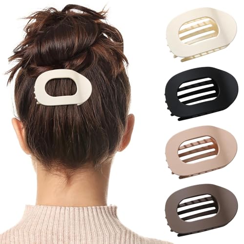 Benglatt Haarspange, Entenschnabel Haarspangen Damen, Matte Große Rutschfest Flat Claw Clip, Flach Sicherer Halt Innenzähne Haar, Starker Halt Seitliche Haarklammern, für Frauen & Mädchen (4PC-D) von vokkrv