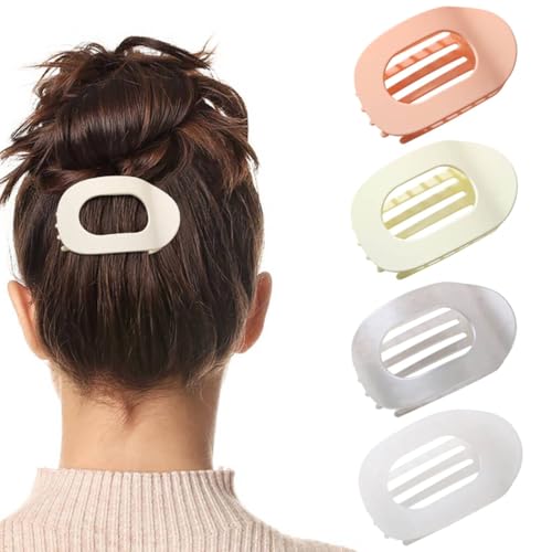 Benglatt Haarspange, Entenschnabel Haarspangen Damen, Matte Große Rutschfest Flat Claw Clip, Flach Sicherer Halt Innenzähne Haar, Starker Halt Seitliche Haarklammern, für Frauen & Mädchen (4PC-B) von vokkrv