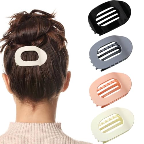 Benglatt Haarspange, Entenschnabel Haarspangen Damen, Matte Große Rutschfest Flat Claw Clip, Flach Sicherer Halt Innenzähne Haar, Starker Halt Seitliche Haarklammern, für Frauen & Mädchen (4PC-A) von vokkrv