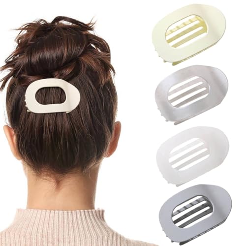 Benglatt Haarspange, Entenschnabel Haarspangen Damen, Matte Große Rutschfest Flat Claw Clip, Flach Sicherer Halt Innenzähne Haar, Starker Halt Seitliche Haarklammern, für Frauen & Mädchen (4PC-C) von vokkrv