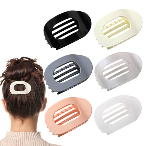 Benglatt Haarspange, Entenschnabel Haarspangen Damen, Matte Große Rutschfest Flat Claw Clip, Flach Sicherer Halt Innenzähne Haar, Starker Halt Seitliche Haarklammern, für Frauen & Mädchen (6PC-A) von vokkrv