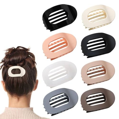 Benglatt Haarspange, Entenschnabel Haarspangen Damen, Matte Große Rutschfest Flat Claw Clip, Flach Sicherer Halt Innenzähne Haar, Starker Halt Seitliche Haarklammern, für Frauen & Mädchen (8PC-B) von vokkrv