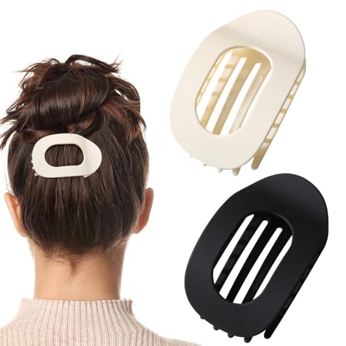 Benglatt Haarspange,Einfache Elegante Entenschnabel Haarspange Damen,Haarklammern für Damen,Matte Große Rutschfest Flat Claw Clip,Starker Halt Seitliche Haarklammern für Dickes & Dünnes Haar (A+B) von vokkrv