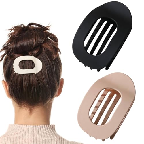 Benglatt Haarspange,Einfache Elegante Entenschnabel Haarspange Damen,Haarklammern für Damen,Matte Große Rutschfest Flat Claw Clip,Starker Halt Seitliche Haarklammern für Dickes & Dünnes Haar (B+D) von vokkrv