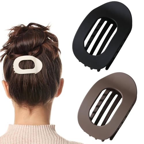 Benglatt Haarspange,Einfache Elegante Entenschnabel Haarspange Damen,Haarklammern für Damen,Matte Große Rutschfest Flat Claw Clip,Starker Halt Seitliche Haarklammern für Dickes & Dünnes Haar (B+C) von vokkrv