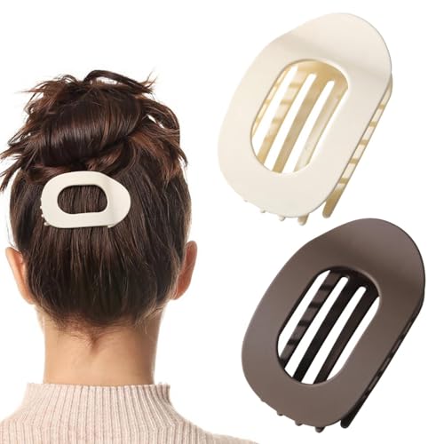 Benglatt Haarspange,Einfache Elegante Entenschnabel Haarspange Damen,Haarklammern für Damen,Matte Große Rutschfest Flat Claw Clip,Starker Halt Seitliche Haarklammern für Dickes & Dünnes Haar (A+C) von vokkrv