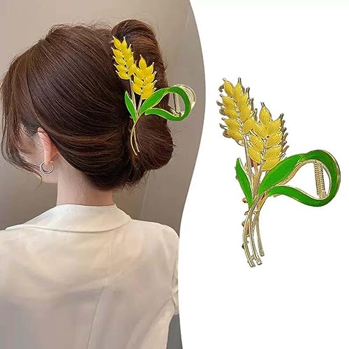 Blumen, Ähren, Schmetterlinge Haarspangen für Frauen, Haarklammern aus Metall Krallenklammern im Zahndesign mit Glitzerquaste für Dickes Haar, Dünnes Haar, Modische Haaraccessoires (Ähren-A) von vokkrv