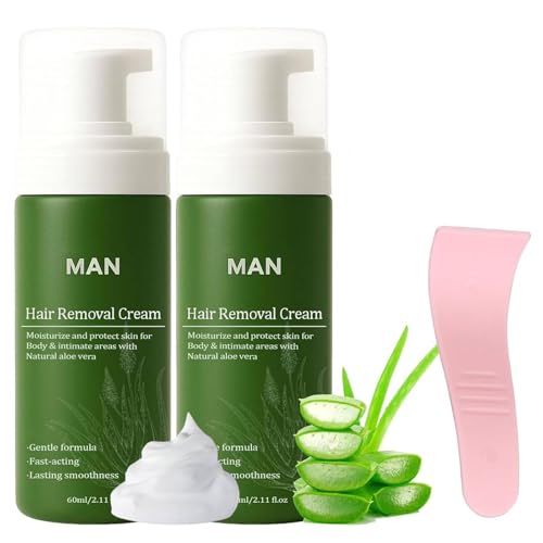 Botane Enthaarungscreme Intimbereich Männer, Botane Haarentfernungscreme Intimbereich mit Aloe Vera, Men Hair Removal Cream, Schnell Wirkende, Feuchtigkeitsspendende und Nicht Klebende Formel (2) von vokkrv