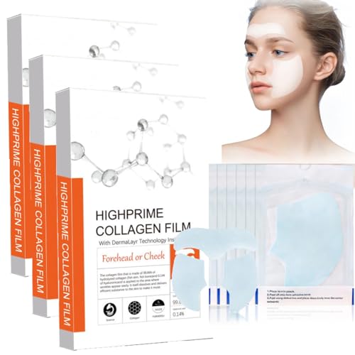 Collagen Maske Gesicht, Highprime Kollagen Film, Löslicher Kollagen Film Gesicht, Koreanische Skincare High Prime Collagen Film, Collagen Papier für Gesicht Reduziert Falten für Alle Haut (3Box/27pc) von vokkrv