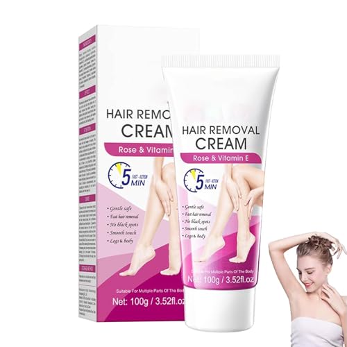 Enthaarungscreme Intimbereich, Body Haarentfernungsschaum, Effektive Haarentfernungsschaum ohne Rasur für Frauen & Männer, Haarentfernung Keine Hautirritationen für Körper&Beine (100g, Rose x1) von vokkrv
