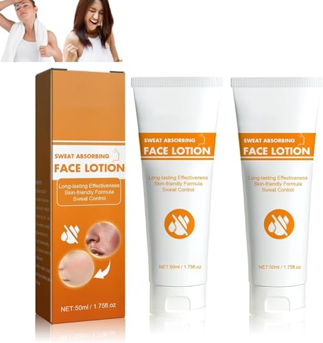 Face Antiperspirant, Sweat Absorbing Face Lotion, Antitranspirant für Gesicht, Stirn und Kopfhaut, Kontrolle von Schweiß und Fettiger Haut, Sanfte Formel für die Haut, für Männer & Frauen (2PC) von vokkrv