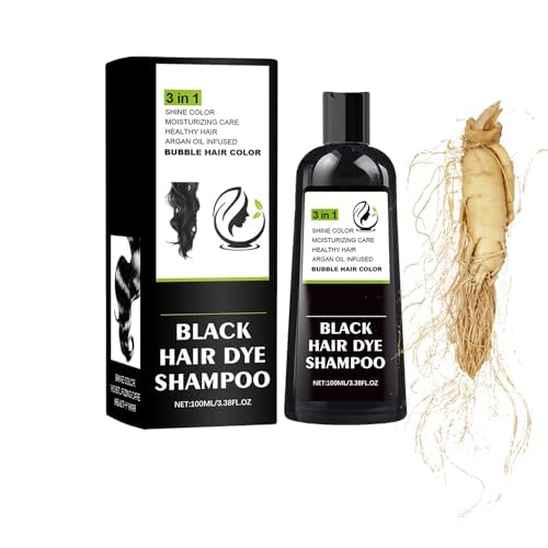 Farndo Black Hair Dye Shampoo, Instant Black Hair Shampoo, Gentle and Not Harmful to Hair, Grey Coverage Shampoo, Einfach und schnell, Leicht Einzufärben und Langlebig,für Männer und Frauen von vokkrv