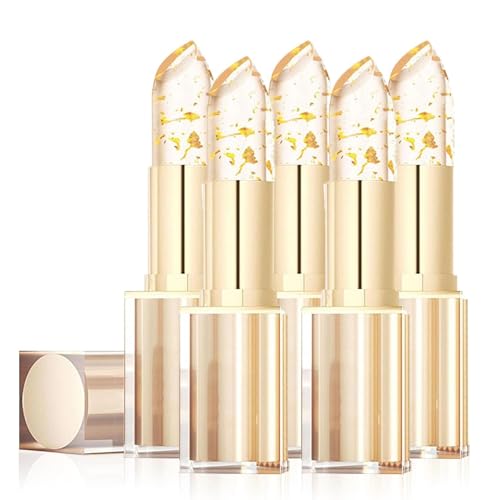 Fenvio Truetone - PH Adjusting Lipstick, Fenvio Lippenstift 24 Stunden Halt Gold Transparente Lip Balm Lippenpflege mit farbe Wasserdichtes Langanhaltender Lipstick Farbwechselnder Lippenstifte (5PC) von vokkrv