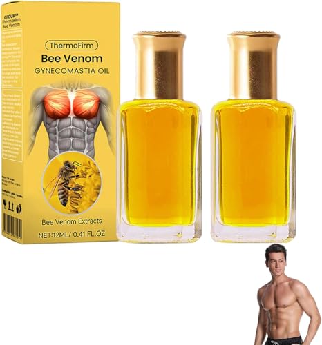 Gfouk Bienengiftöl, Gfouk ThermoFirm Bienengift Öl zur Behandlung von Gynäkomastie, GFOUK Thermofirm Bee Venom Gynecomastia Oil, Gynäkomastie-Straffungsöl für Männer für alle Hauttypen (2) von vokkrv