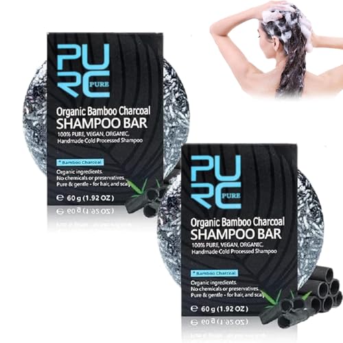 Grau Glanz Seife, Grau Glanz Haar, Grau Glanz Haar Revitalisierungsbar, 2023 Neue Bio-Bambuskohle-Shampoo-Seife, Haarverdunkelungs-Shampoo-Riegel für Frauen und Männer (2 Stöcke) von vokkrv