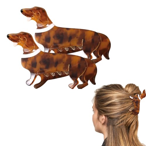 Hair Clip Dog Dachshund, Acetate Hair Clips for Women, Dog Claws Clips for Girls Dog Lovers Gifts, Dackel-Haarspange Haarklammer Hund, Hundeliebhaber Geschenke, Rutschfeste Haarspange (2PC) von vokkrv