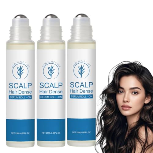 Hair Growth Serum Roll On, Rosmarin Haarwachstumsserum Roll On, 3% Rosmarin Roller Haarserum, Reduziert Haarausfall für Frauen und Männer (25 ml, 3PC) von vokkrv