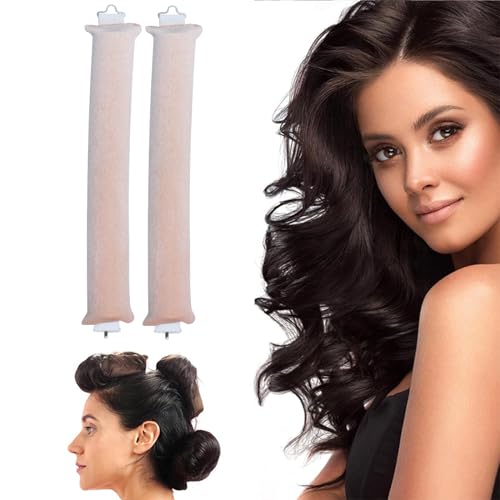 Heatless Hair Curler Hair Rollers, Overnight Heatless Curls Blowout Rods Headband, Flexi Rods with Hook, No Heat Curls to Sleep for Curl Rods, Women Long Hair Styling Tools (2*Apricot) von vokkrv