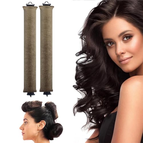 Heatless Hair Curler Hair Rollers, Overnight Heatless Curls Blowout Rods Headband, Flexi Rods with Hook, No Heat Curls to Sleep for Curl Rods, Women Long Hair Styling Tools (2*Khaki) von vokkrv