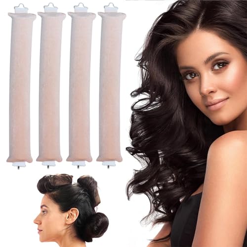 Heatless Hair Curler Hair Rollers, Overnight Heatless Curls Blowout Rods Headband, Flexi Rods with Hook, No Heat Curls to Sleep for Curl Rods, Women Long Hair Styling Tools (4*Apricot) von vokkrv