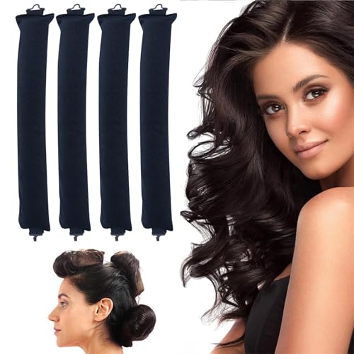 Heatless Hair Curler Hair Rollers, Overnight Heatless Curls Blowout Rods Headband, Flexi Rods with Hook, No Heat Curls to Sleep for Curl Rods, Women Long Hair Styling Tools (4*Black) von vokkrv