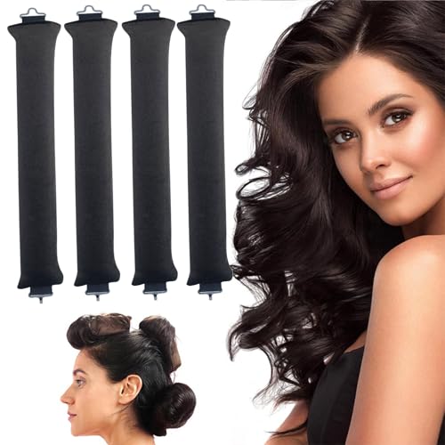 Heatless Hair Curler Hair Rollers, Overnight Heatless Curls Blowout Rods Headband, Flexi Rods with Hook, No Heat Curls to Sleep for Curl Rods, Women Long Hair Styling Tools (4*Dark Gray) von vokkrv